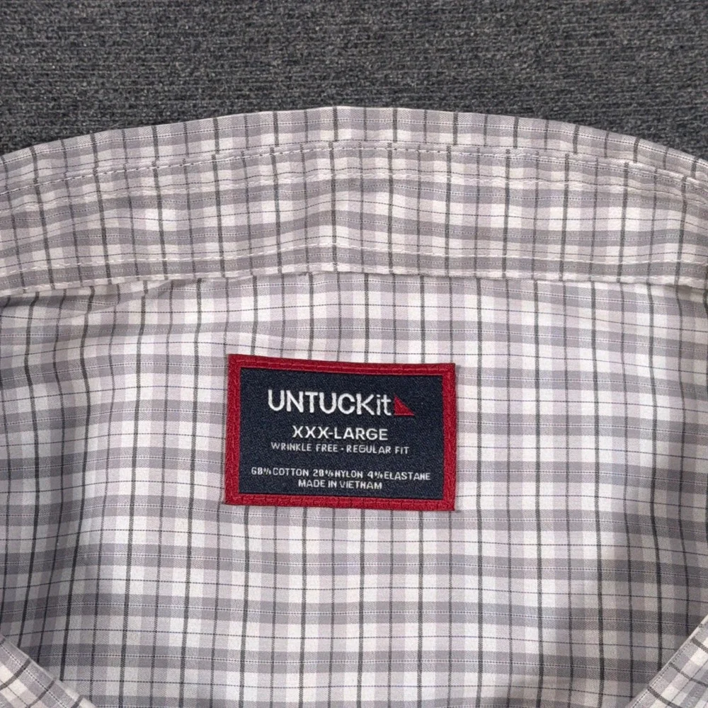 UNTUCKit Button Down Shirt Mens XXXL Gray Plaid Wrinkle Free Performance Regular